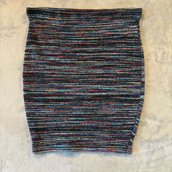 Forever 21 Multicolor Rainbow Colorful Striped Marled Groovy Stretch Skirt Sz 1X - Picture 1 of 6